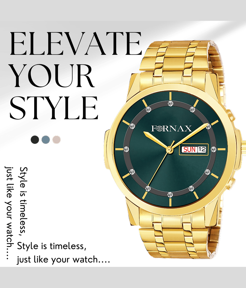 FORNAX Gold Metal Analog Men's Watch