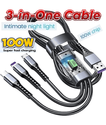 100W Fast Charging Type-C Cable | Durable Braided USB-C to USB-C Cord with Smart Chip | Quick Charge & High-Speed Data Transfer