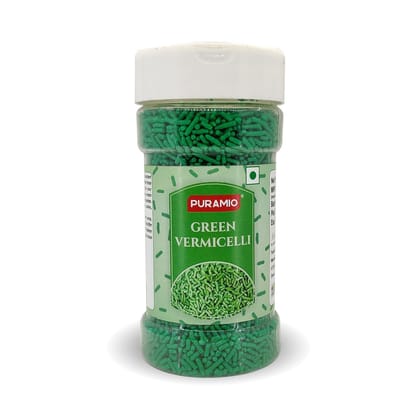 Puramio Green Vermicelli Sprinkles For Cake Decoration, 125 gm Puramio Green Vermicelli Sprinkles For Cake Decoration, 125 gm