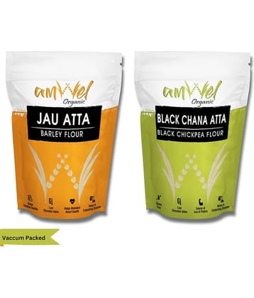 Amwel Jau Atta 450g + Black Chana Atta 450g 900 gm Pack of 2