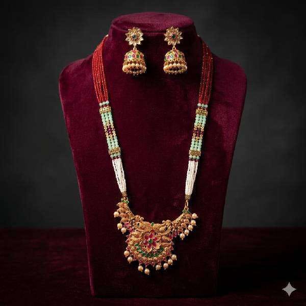 Premium Temple Jewellery Set Golden