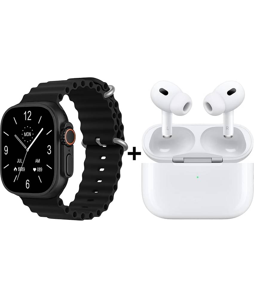 Life Like Ultra BT Calling With A10 TWS Earbuds Black Smart Watch