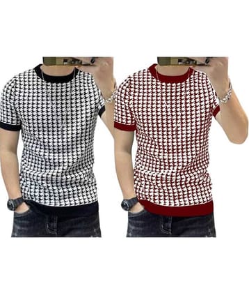 FABRIPPLE Polyester Regular Fit Printed Half Sleeves Men's Round T-Shirt - Multicolor ( Pack of 1 )