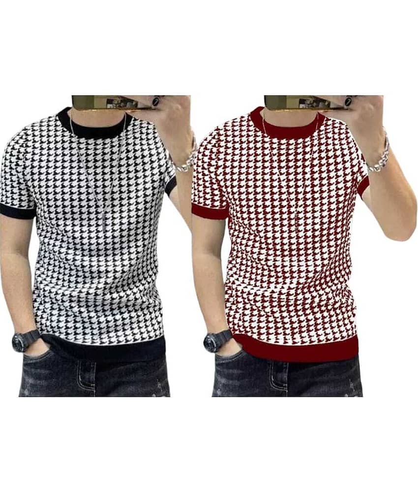 FABRIPPLE Polyester Regular Fit Printed Half Sleeves Men's Round T-Shirt - Multicolor ( Pack of 1 )