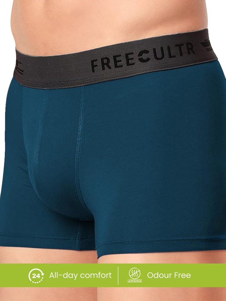 Freecultr Men's Underwear Anti Bacterial Micromodal Airsoft Trunk - Non Itch No Chaffing Sweat Proof - Pack of 2-Midnight Blue,Prussian Blue