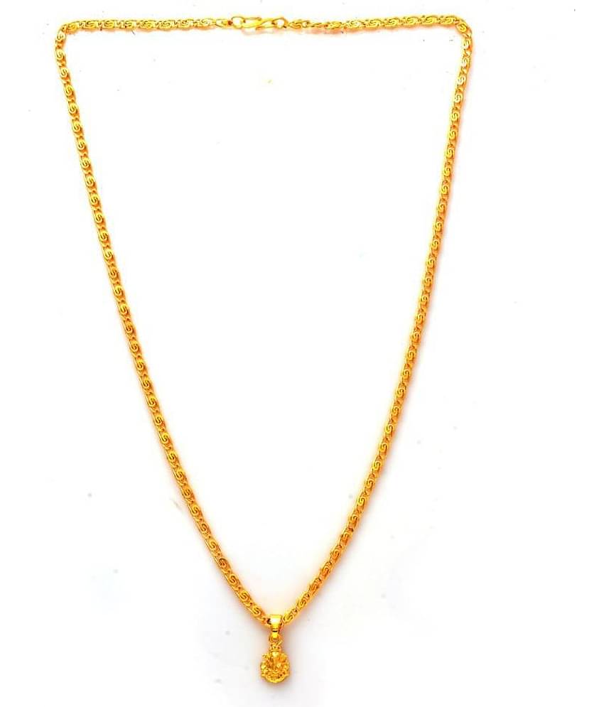 Jewar Mandi Lord Ganesh Ji Gold Plated Locket/Pendant with Link Chain Daily use for Men, Women & Girls, Boys