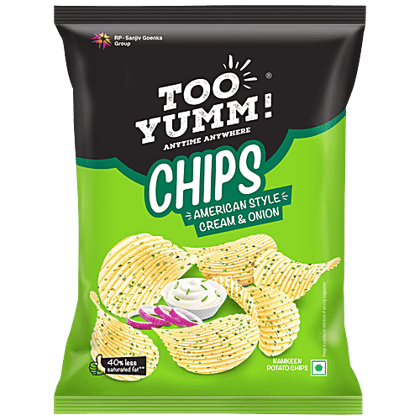 Too Yumm! American Style Cream & Onion Potato Chips - 40% Less, 90 g
