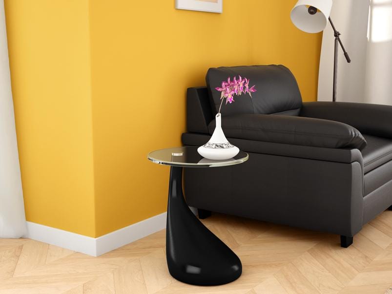 Vegas Corner Table - Tempered Glass, Black
