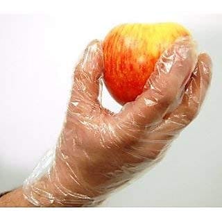 AAbha Disposable Transparent Clear Plastic Gloves For Kitchen/Cinic/Office (100 Piece)