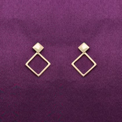Sterling Gold Chic Diamond Drop Earrings-None / Gold