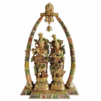 Brass Radha Krishna Darbar Idol - Colour Finish Showpiece, Height : 45 Inch (BSMAS301)