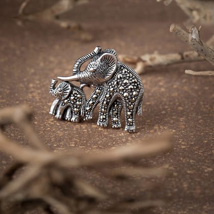 Dad Elle Oxidised Silver Brooch for Men with Marcasite