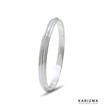 Jointless Pure Silver Mens solid Kada Bangle Bracelet-5.4 CM (2.12 Inch)
