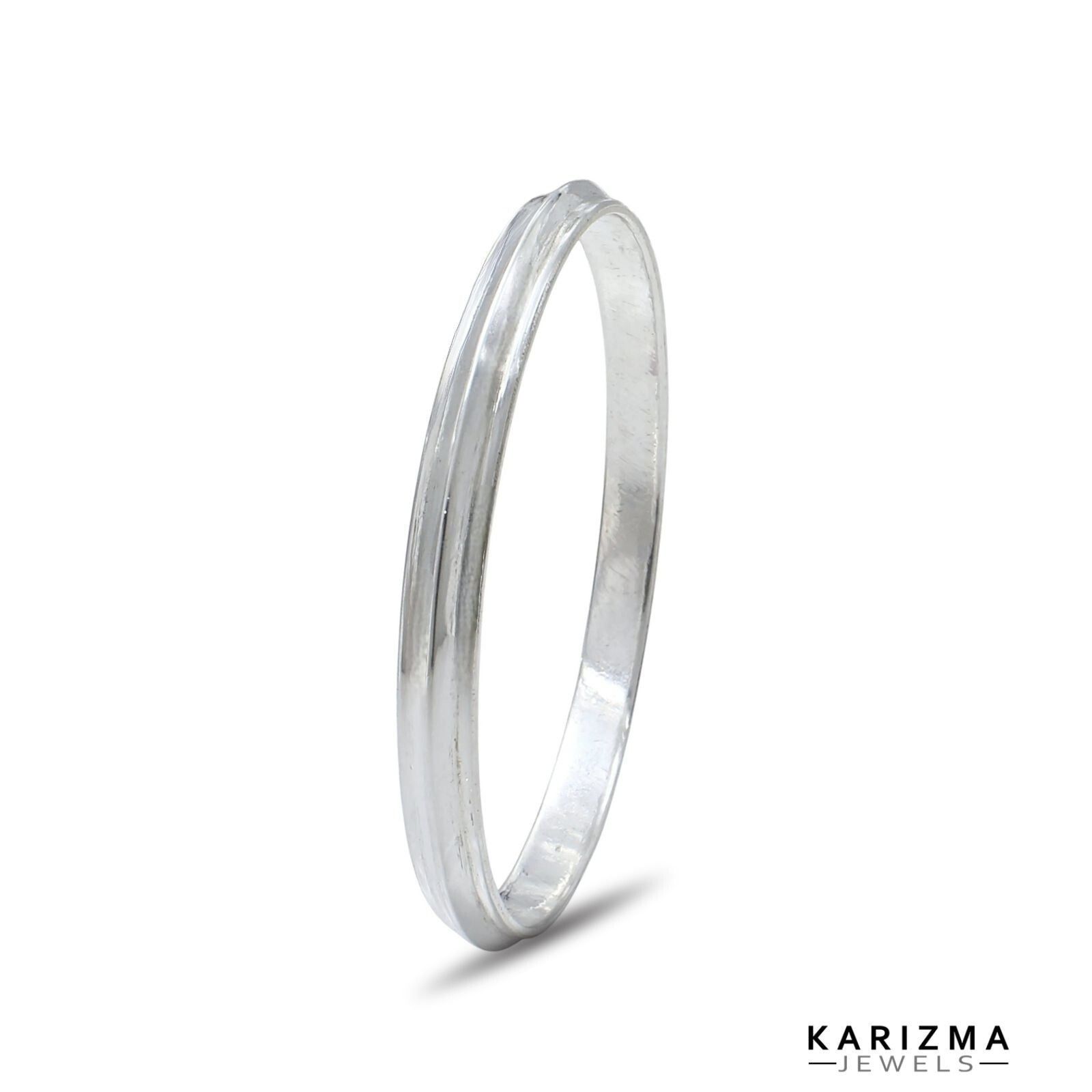 Jointless Pure Silver Mens solid Kada Bangle Bracelet-5.4 CM (2.12 Inch)