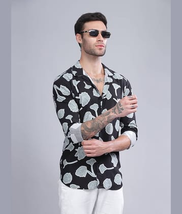 Paul Street Rayon Slim Fit Printed Full Sleeves Men's Casual Shirt - Black ( Pack of 1 )