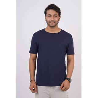 Red Line Mens Black Solid 100% Cotton Round Neck T-Shirt
