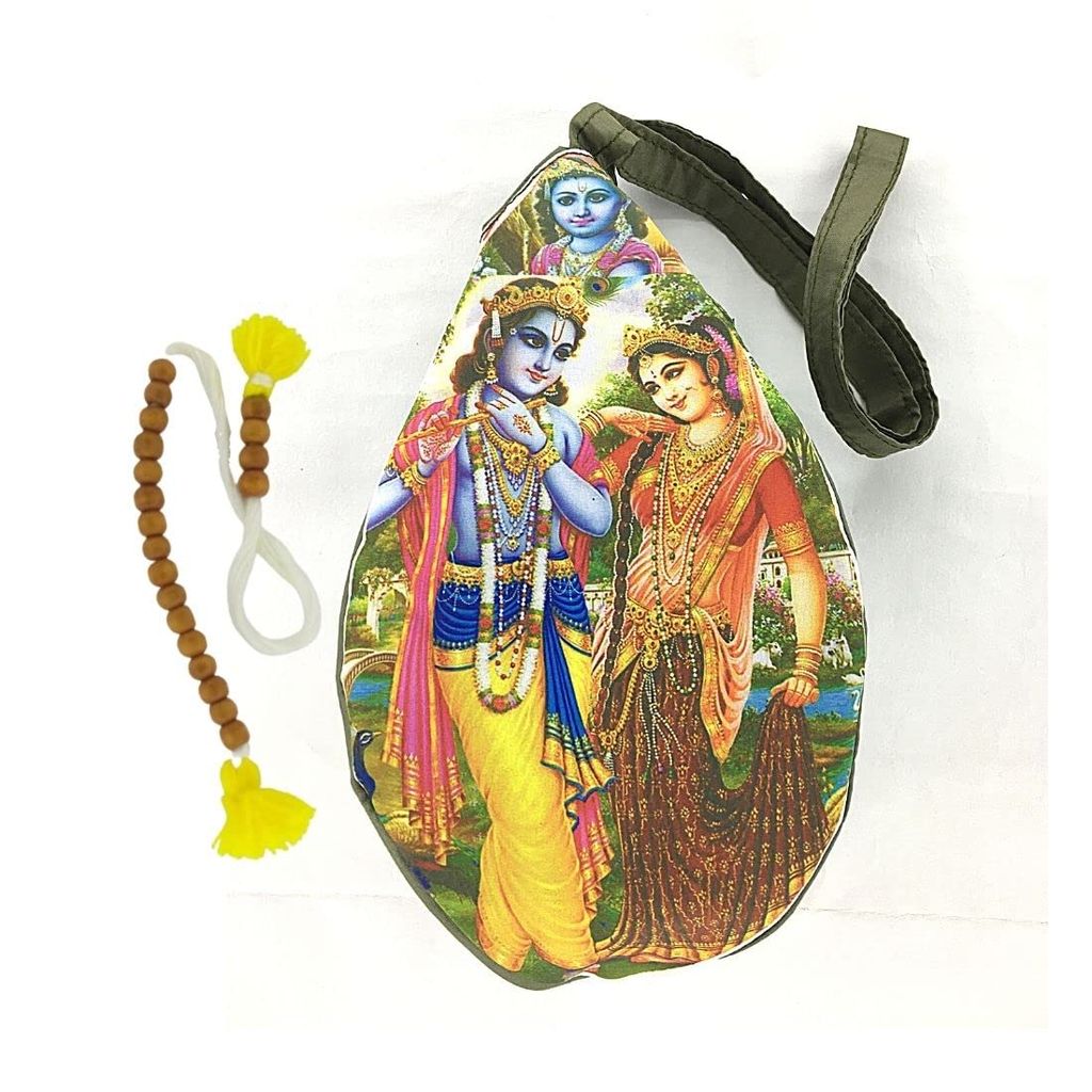 MAYAPURI Radha Krishna Gomukhi Japa Mala Bag with Sakshi Mala Counter - Pooja Needs | Buy online on ZillyBuy