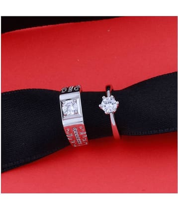 Adjustable Couple Rings Set for lovers Silver Plated Solitaire for Men and Women