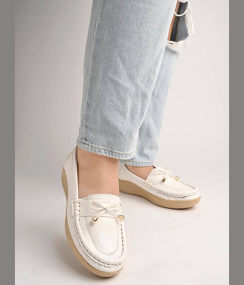 Shoetopia - White Women's Loafers
