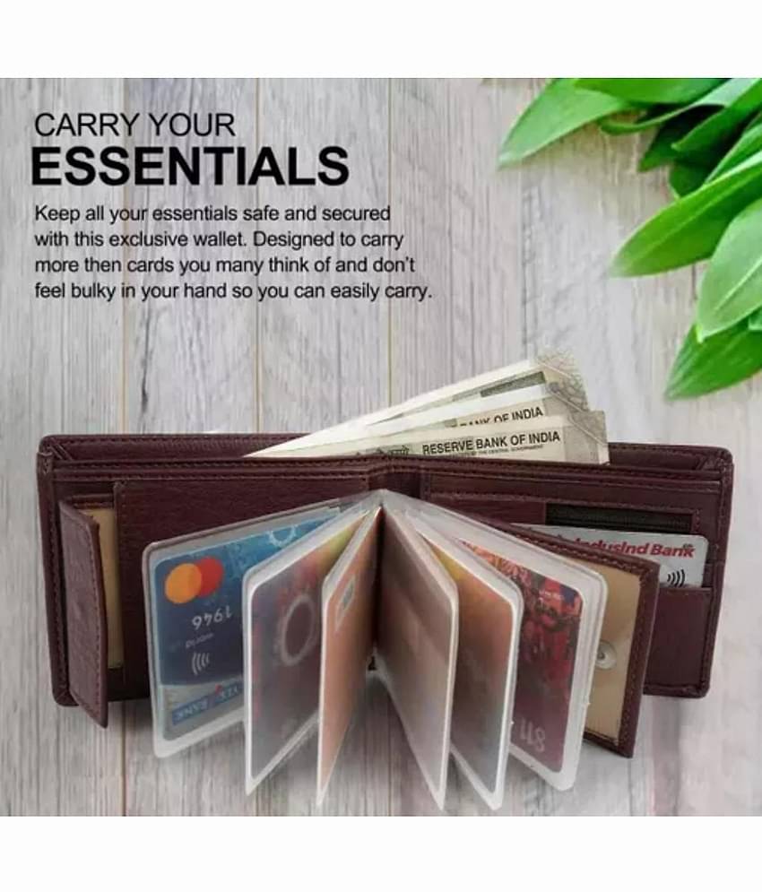Classic World PU Solid Men's RFID Wallet With 9 Slots For Card ( Brown , Pack of 1 )