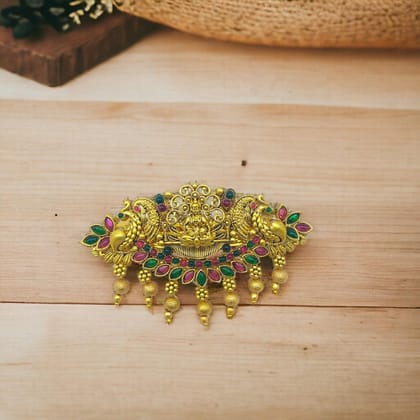 Matte Gold Plated Temple Design Hair Clip/Hair Barrette