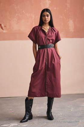 MEXICAN DRESS VINO-XS