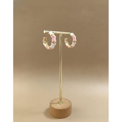 Earrings Pink White Hoop 