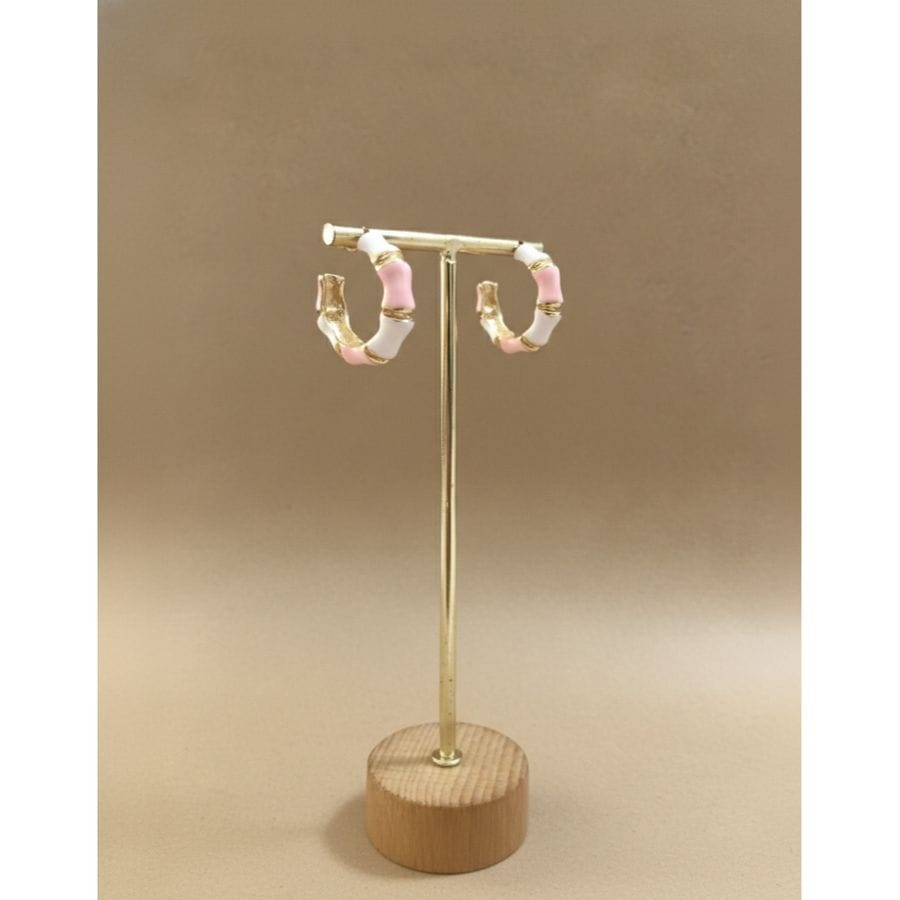 Earrings Pink White Hoop