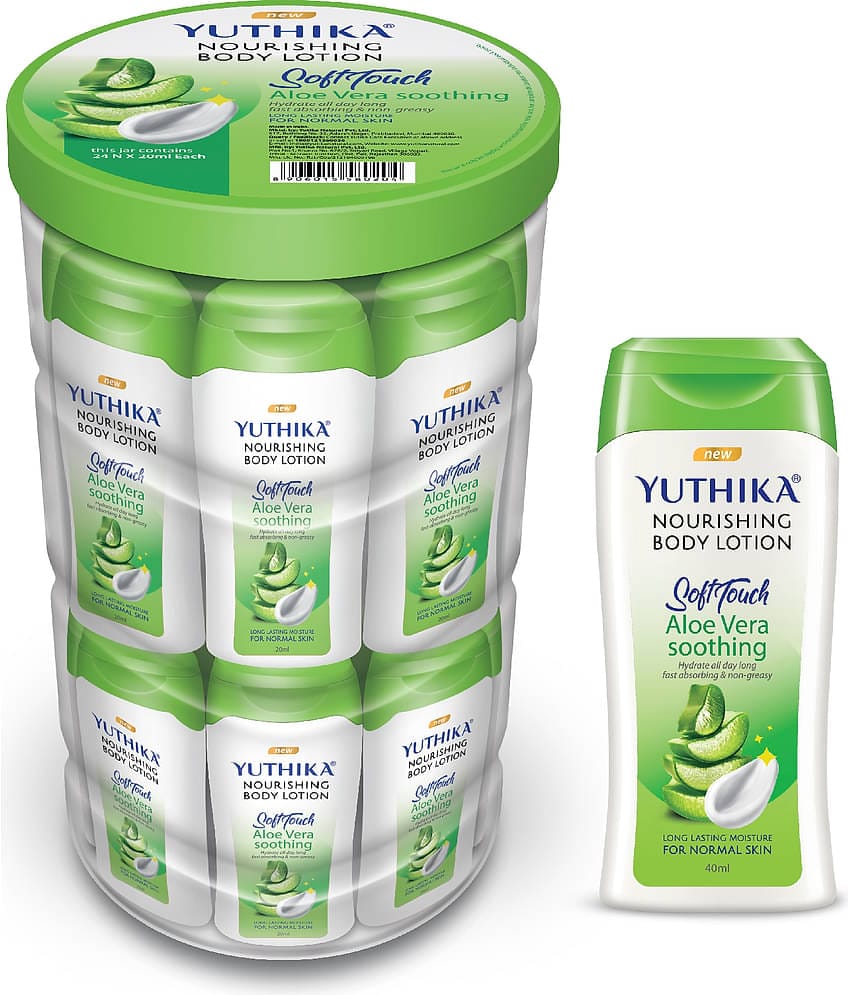 Yuthika Aloe Vera Body Lotion 640ml (40mlx16), Long Lasting Nourishing Body Lotion, Instant Hydration, Fast Absorbing Bodylotion