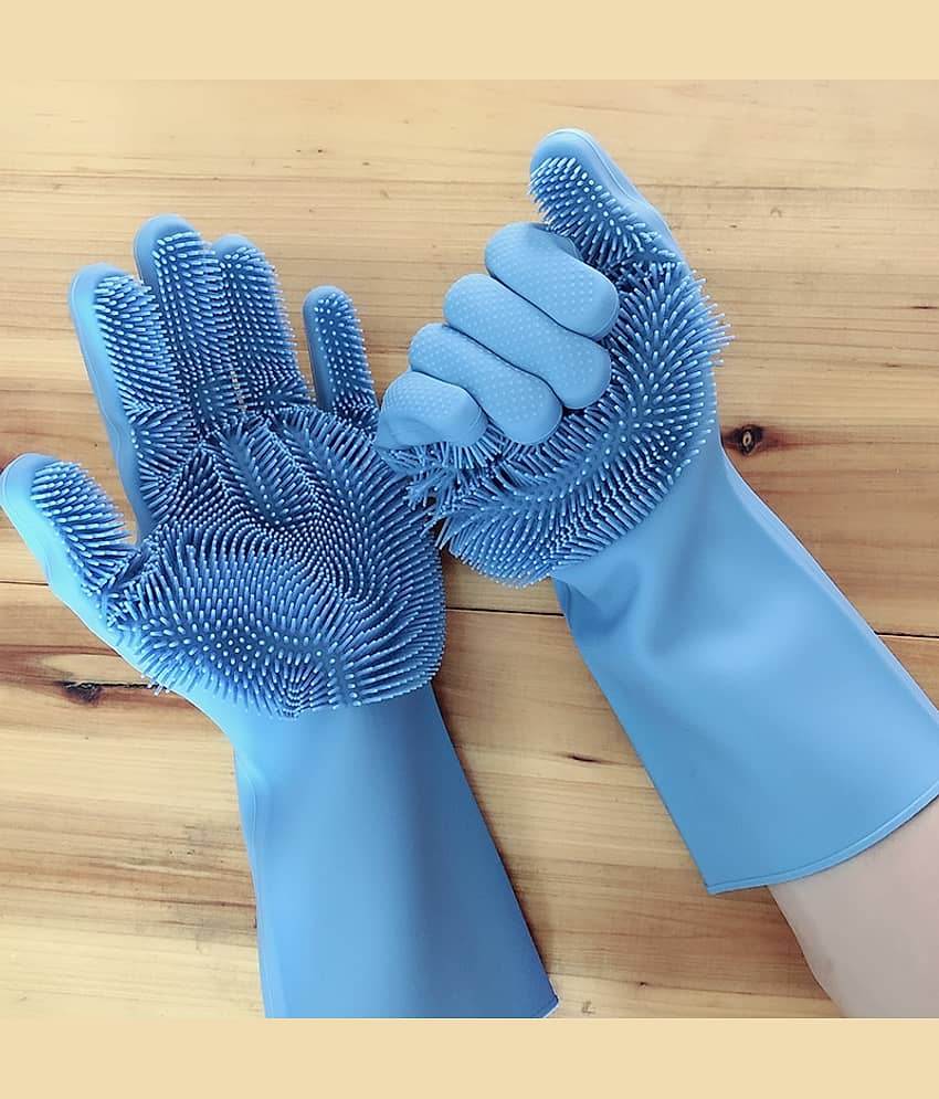 NIHIT Silicon Fiber Standard Size Cleaning Gloves for Home Kitchen bathroom