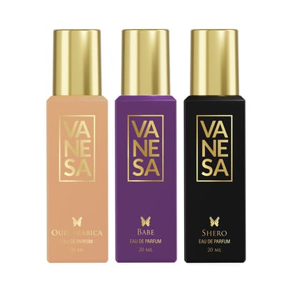 Vanesa Pack of 3 Perfume (Oud Arabica +Babe + Shero) - 20ml Each
