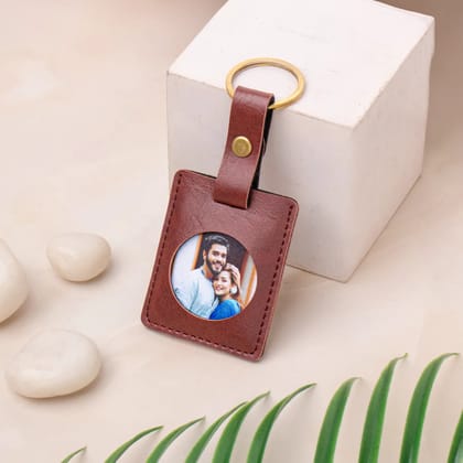 PERSONALISED PHOTO KEYCHAIN - CIRCLE - MAROON-Maroon