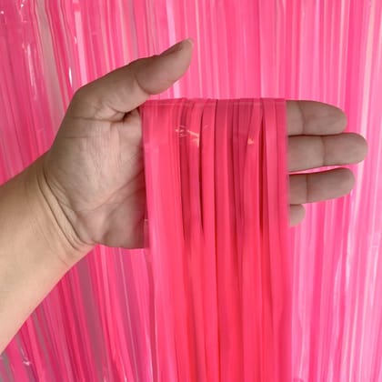 Neon Pink Foil Curtain for Wall Decor - 7FT X 3FT - 1PC