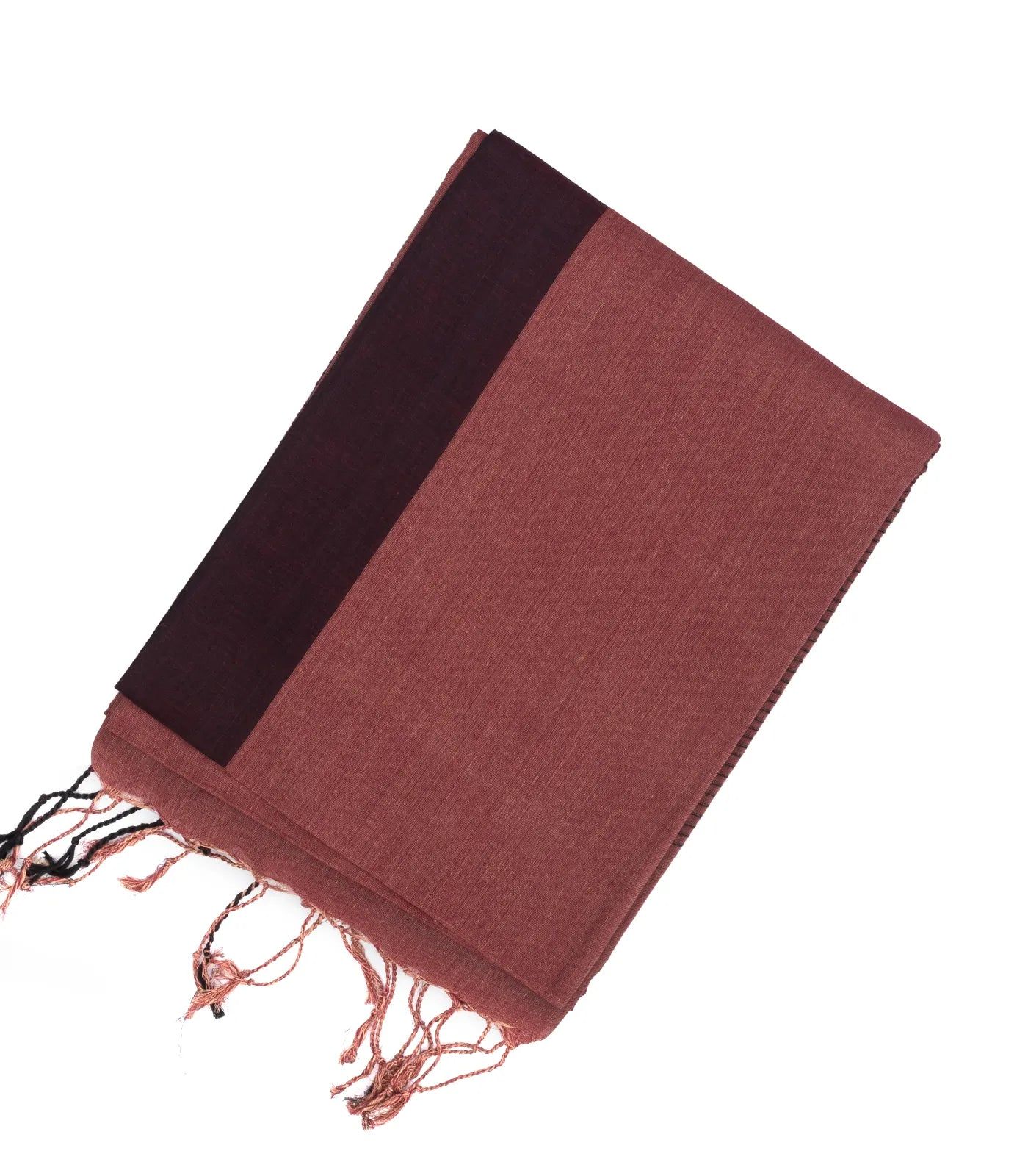 Dusty Pink Handloom Plain Bengal Cotton Saree With Black Border-Dusty Pink