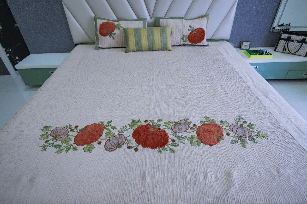 King Size Premium Cotton Bedsheet With Set Of Pillow Covers And Center Pillow