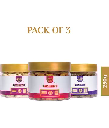 Manpras Premium Dryfruit Combo Cashew,Almond,Raisin- 250gm Each.