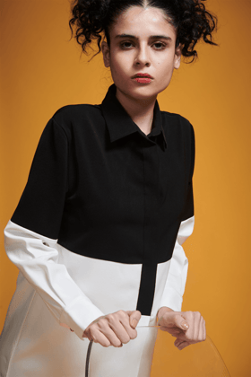 B/W COLOR BLOCK MINI-XXS / Black/White