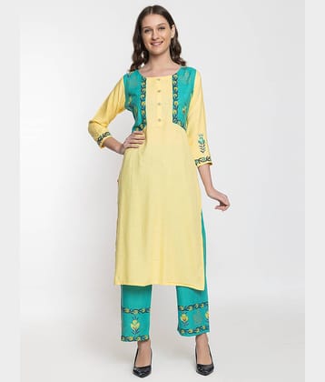 ELTHIA - Yellow Cotton Women's Straight Kurti ( Pack of 1 )