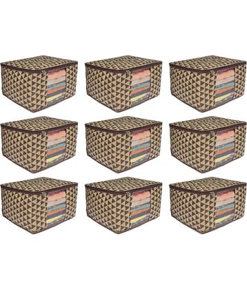 PrettyKrafts 3 layered Quilted saree Cover Bag/wardrobe organizer with transparent window (Pack of 9), Trio Blue