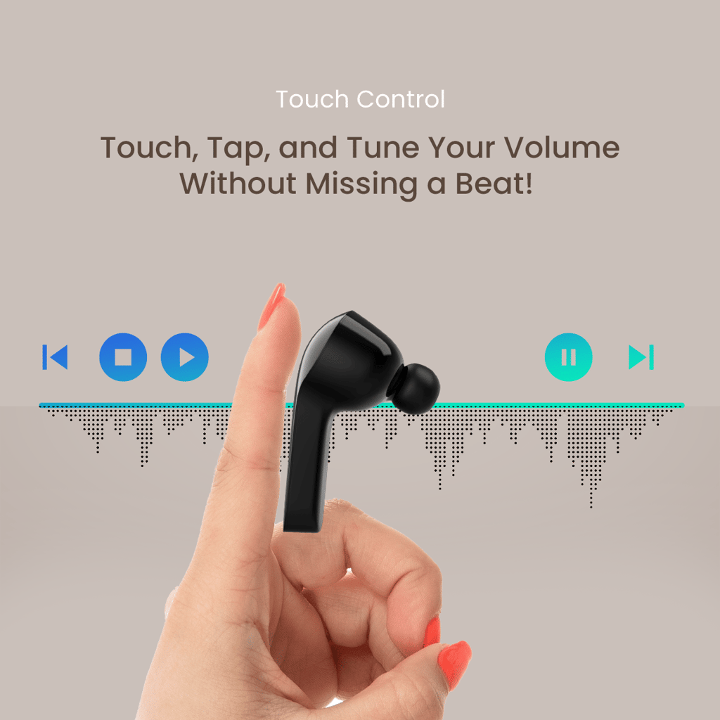 Cellecor BroPods CB07 Waterproof Earbuds With 25 Hours Playtime, ENC, 10mm Driver Bluetooth - Black