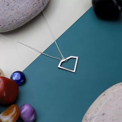 Classic Diamond Pendant Necklace-Silver