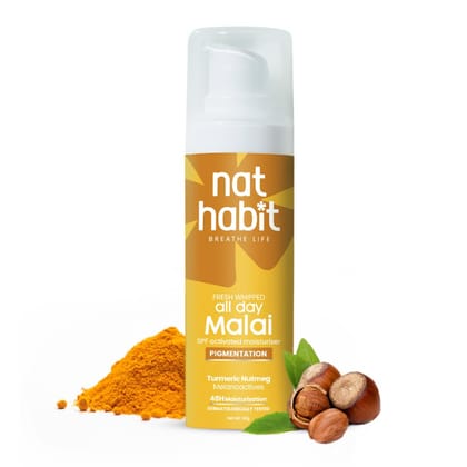 Nat Habit Turmeric Face Malai Cream for Skin Glow, Enhanced with Nutmeg for Pigmentation, 30g Nat Habit Turmeric Face Malai Cream for Skin Glow, Enhanced with Nutmeg for Pigmentation, 30g - Standard / 30 g (Pack of 1)