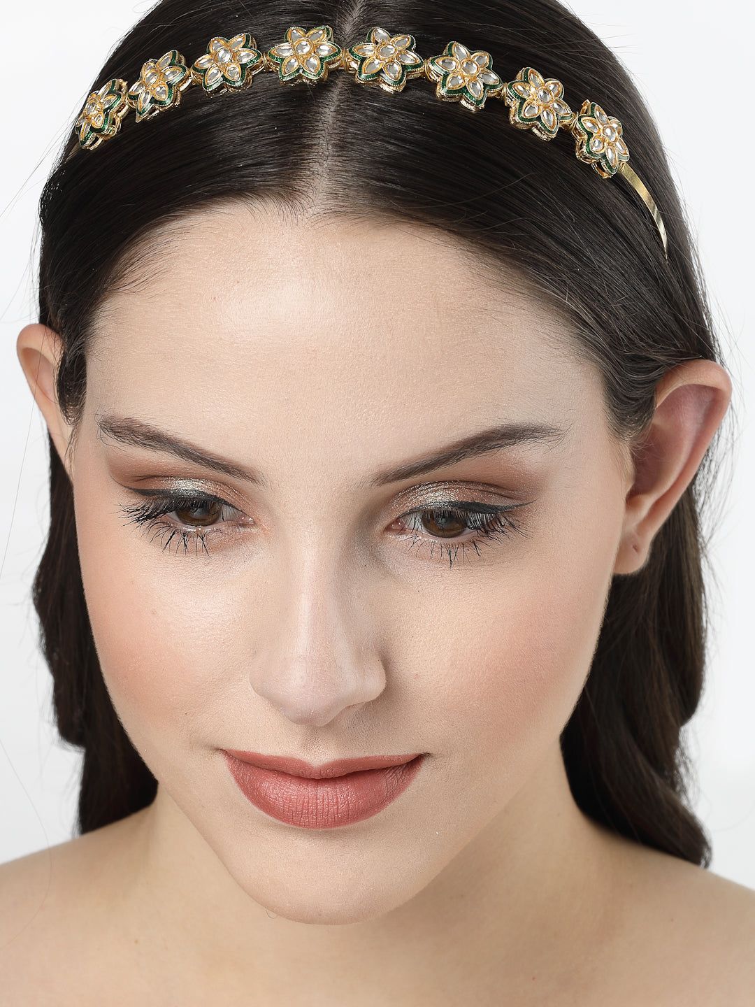 NVR  Women Gold-Plated Kundan Embellished Hairband-Onesize / Gold / Metal
