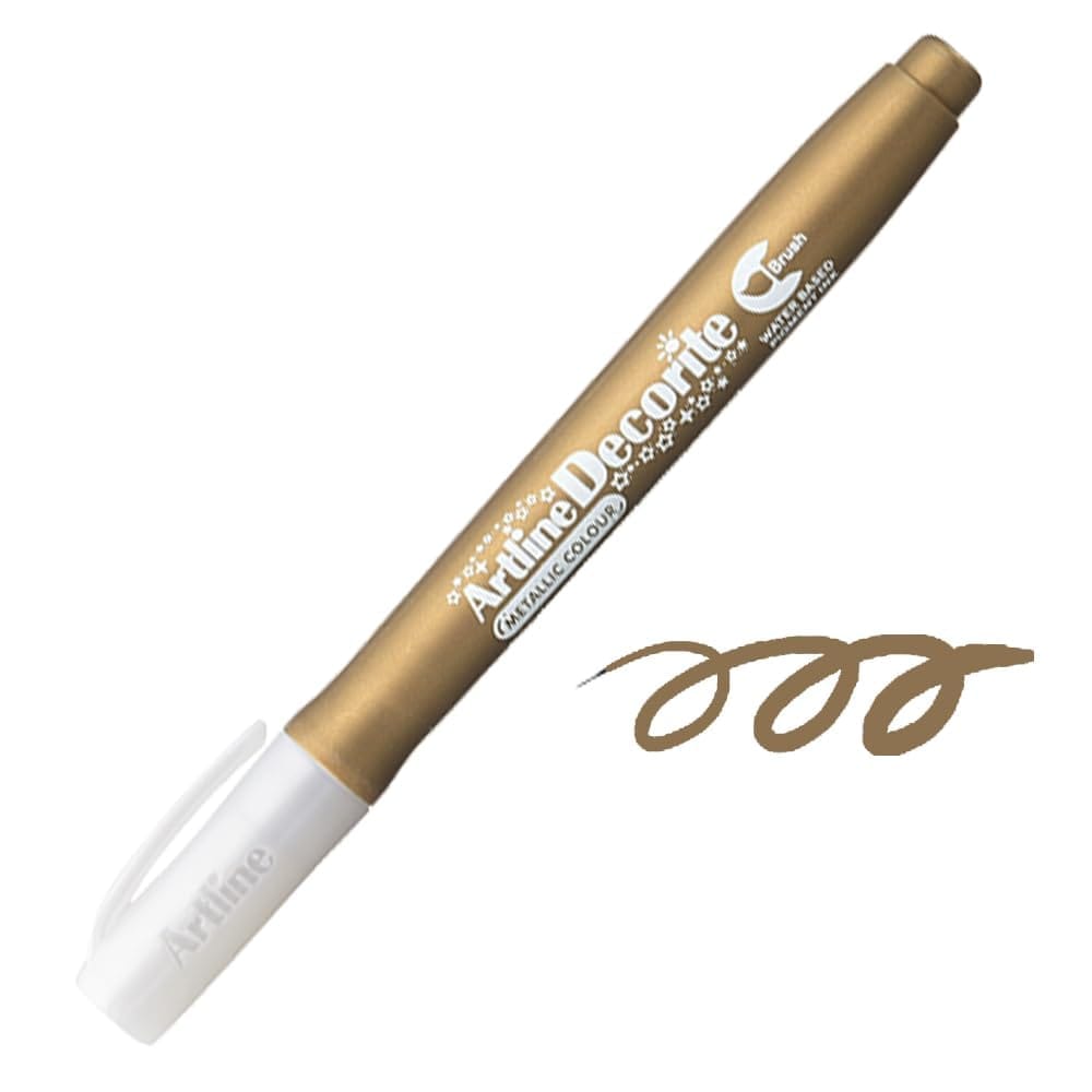 Artline Decorite Metallic Brush Marker Pack of 12 (Gold Colours) | Popular Choice For Artists And Crafters