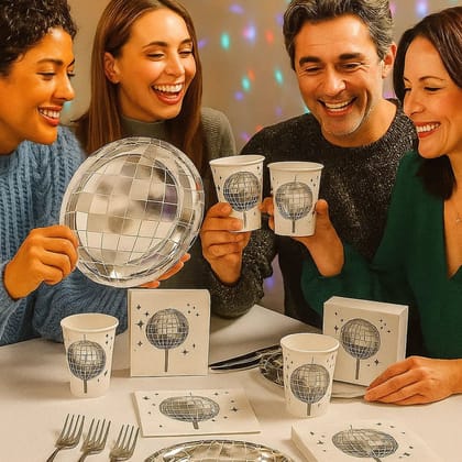 Disco Theme Reflective Party Paper Plates - 10 inches - 10PC Disco Theme Reflective Party Paper Plates - 10 inches - 10PC