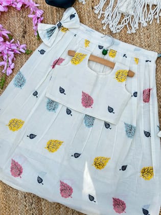 Luxury Trending Cotton Fabric work Lahenga Choli (Copy)-Beige / 0-6 Month
