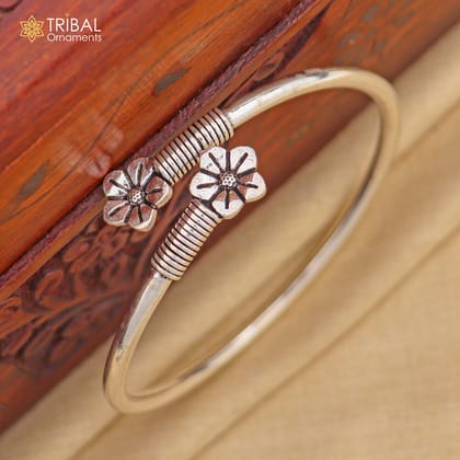 925 sterling silver handmade flower design stylish kada bangle bracelet tribal jewelry nsk873-2-6 OR 2.375"inches