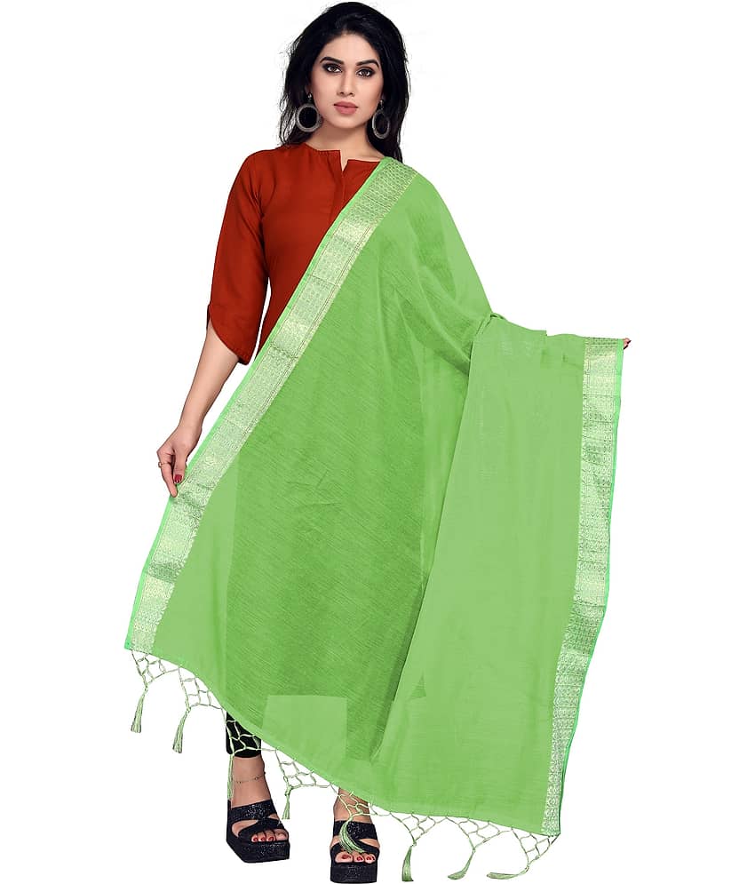 Sidhidata Green Cotton Blend Women's Dupatta - ( Pack of 1 )