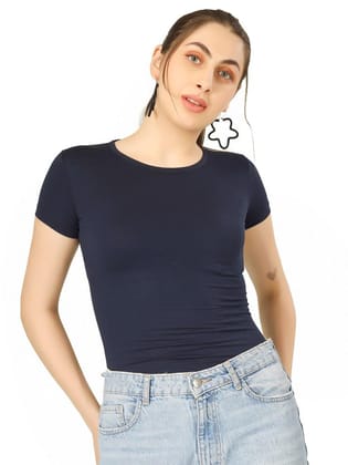 BLUEFICUS Women's Casual Basic Going Out Crop Tops Slim Fit Short Sleeve Crew Neck Tight T Shirts