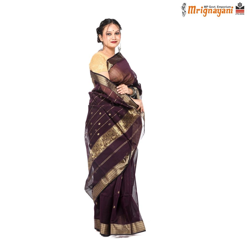 HANDLOOM MAHESHWARI SILK SAREE WITH BLOUSE (SKU - 3S0101020422, SAREE-1131) - Sarees | Buy online on ZillyBuy